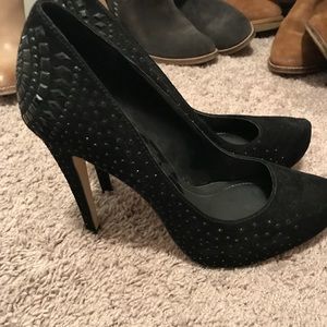 BCBG black heels size 8. Suede with stud detailing